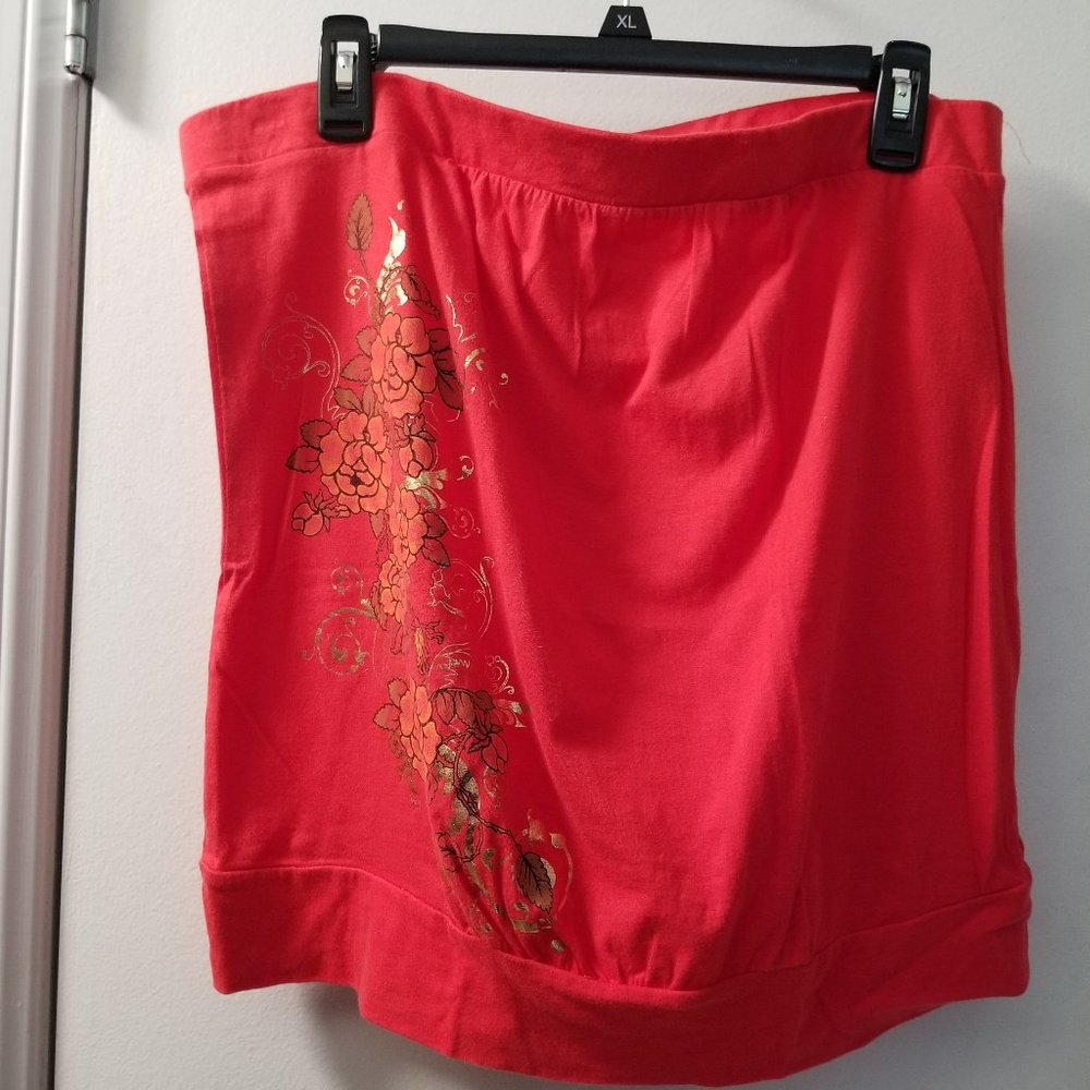 Bandeau top with foil floral print